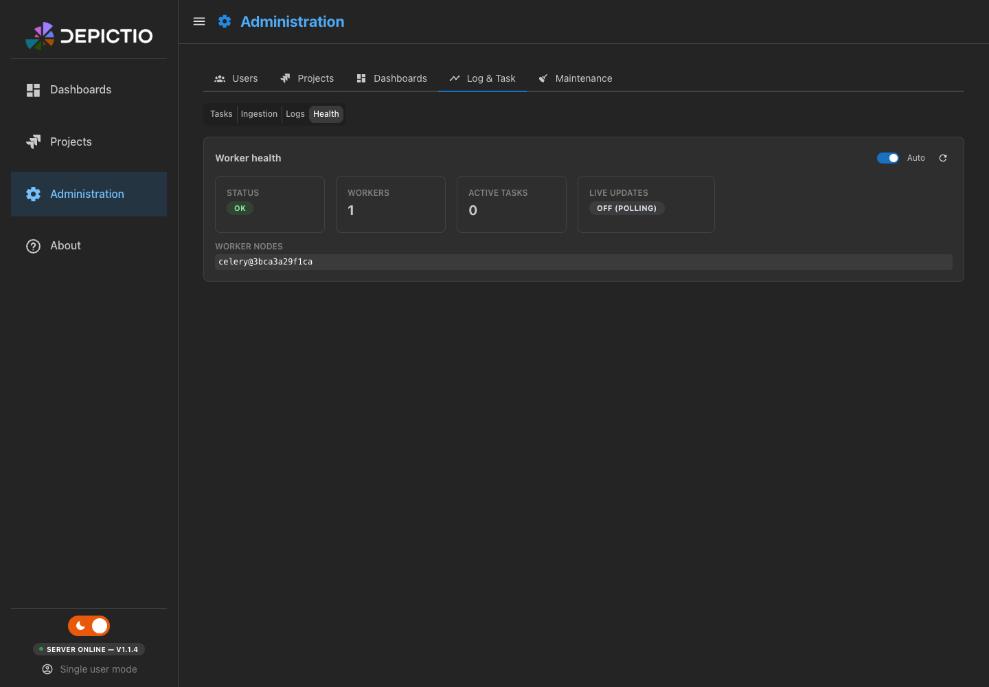 Log & Task: Health pane
