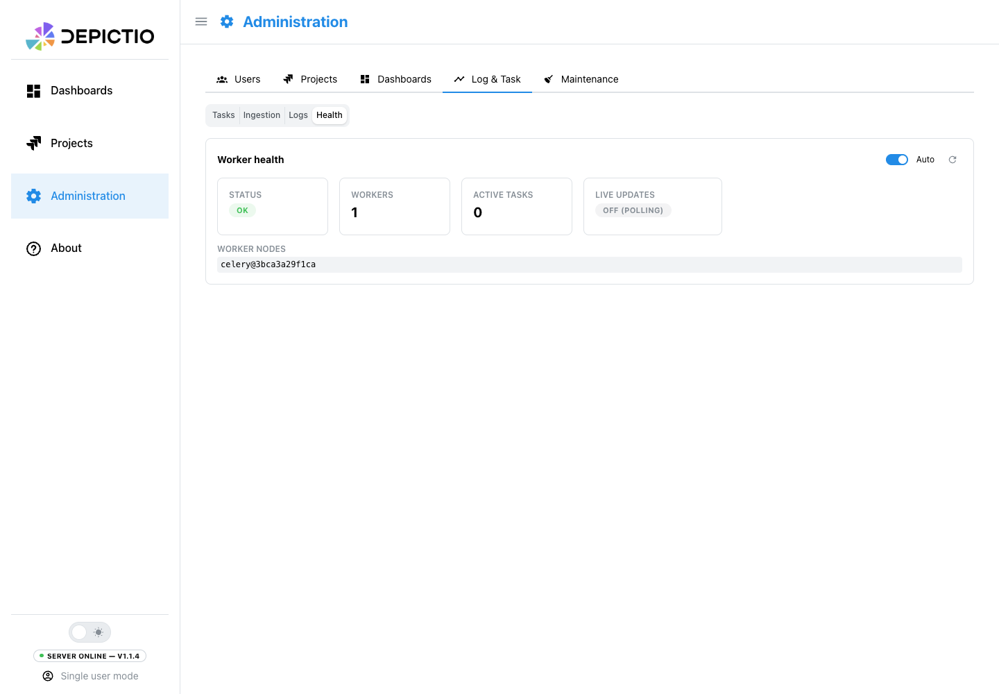 Log & Task: Health pane